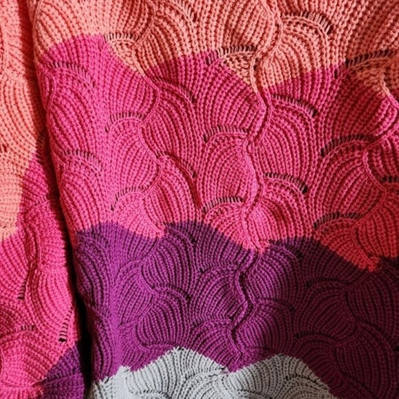 Andree by Unit Coral Colorblock Dolman Sleeve Oversized Sweater Size 1X - Picture 7 of 10